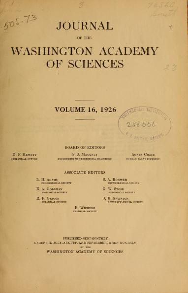 Media type: text; Stejneger 1926 Description: Journal of the Washington Academy of Sciences, volume 16;